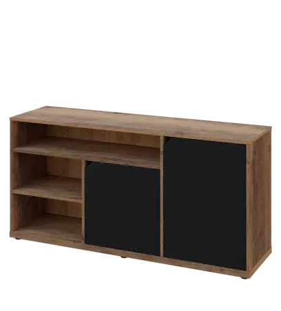 KU2-15DN3 P skříňka nízká 2-dveřová, nika, 740x1522x400, provedení pravé, dub halifax cínový/černá